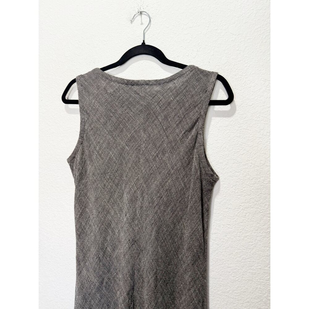 Eileen Fisher Linen Blend Textured Sleeveless Fringe Hem Maxi Dress Vintage - Picture 3 of 7